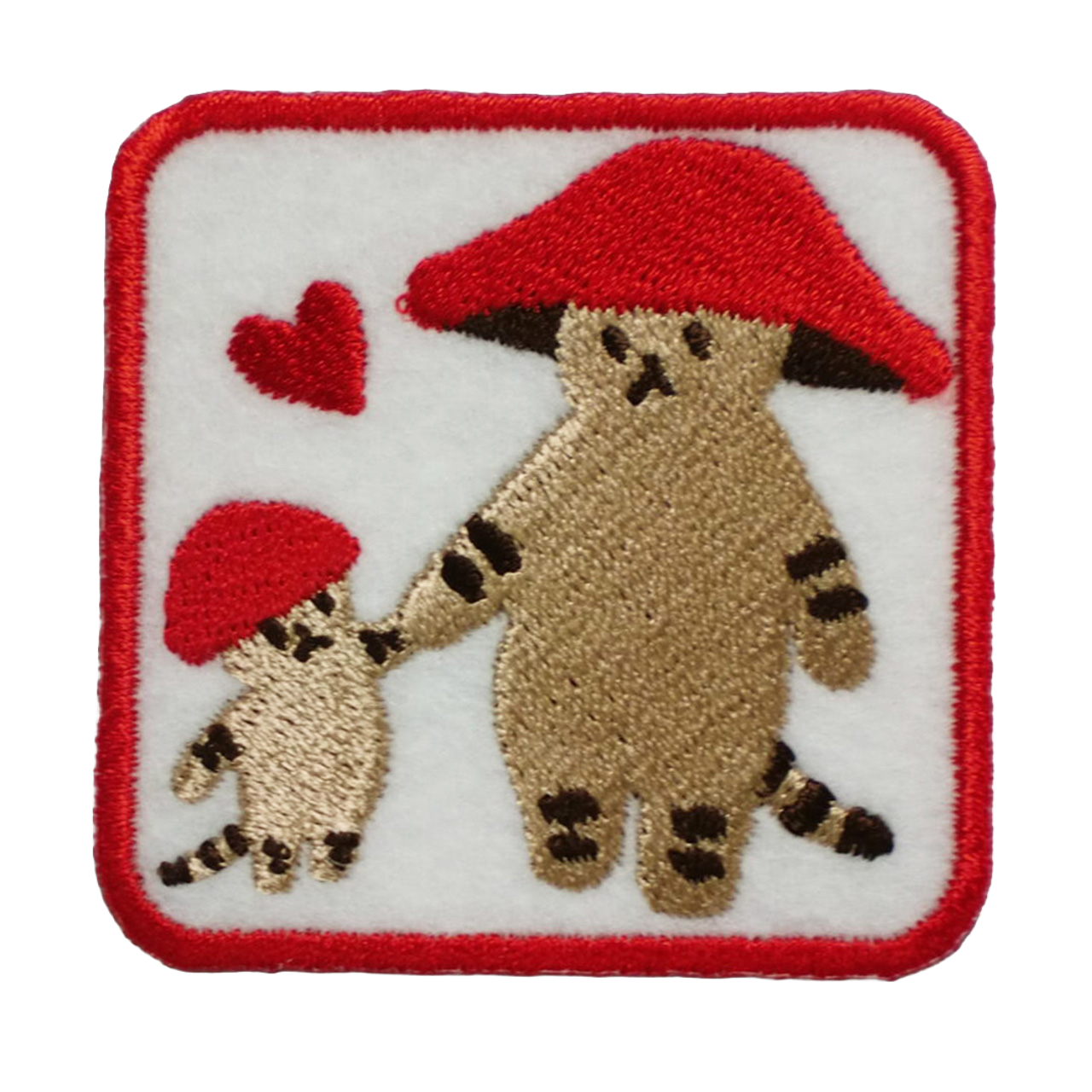 「親子ネコきのこ帽子柄」オリジナルワッペン制作事例